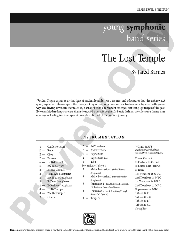 The Lost Temple - Concert Band Conductor Score & Parts (Digital Download)