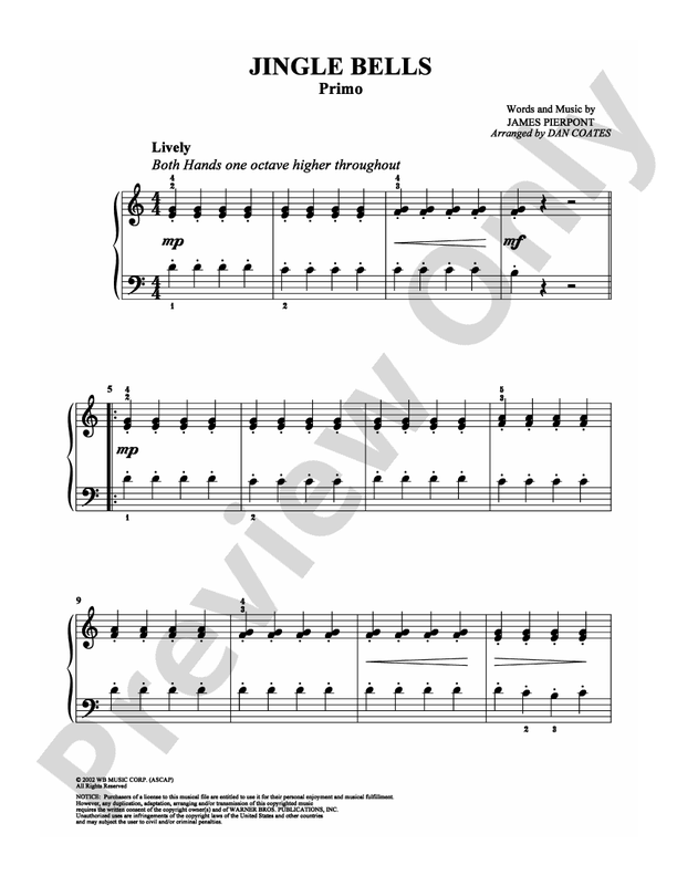 Jingle Bells (Arr. Dan Coates) - 1 Piano, 4 Hands (Digital Download)