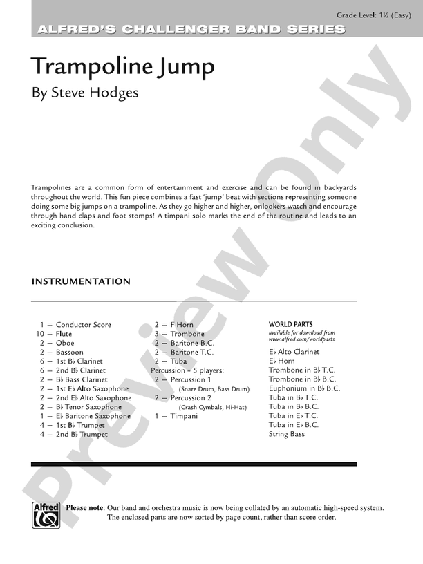 Trampoline Jump - Concert Band Conductor Score & Parts (Digital Download)