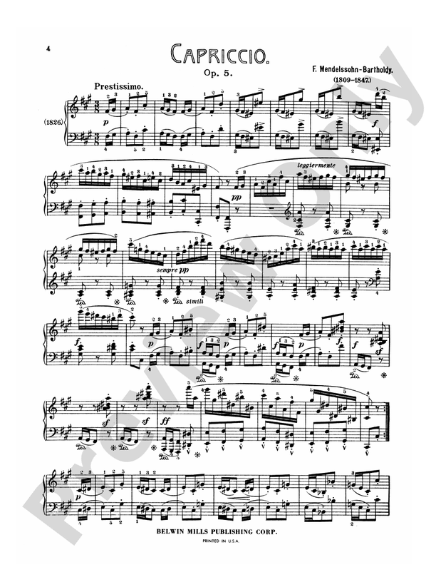 Mendelssohn - Complete Works (Volume I) - Piano Solo (Digital Download)