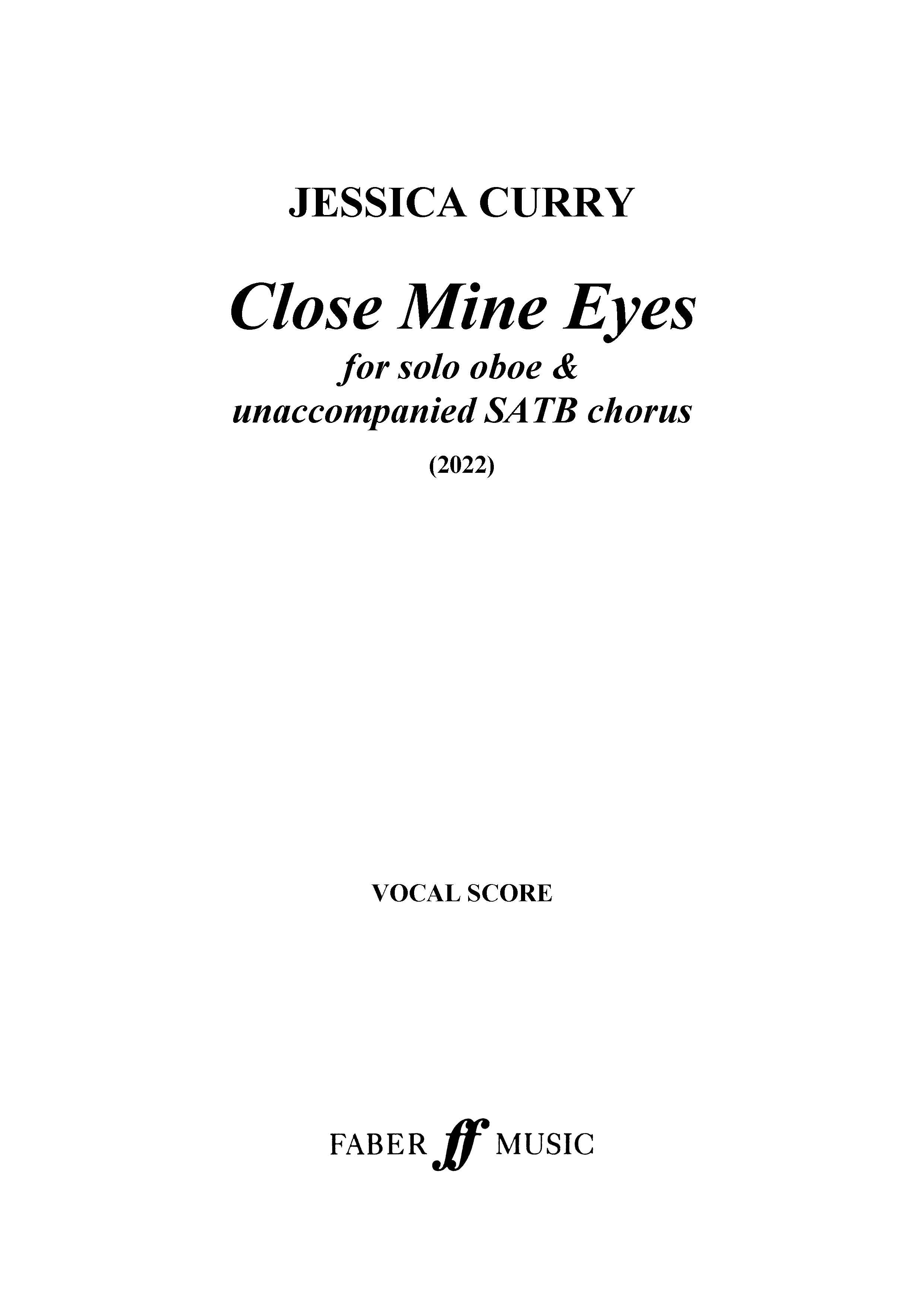 Close Mine Eyes - SATB Chorus (Digital Download)