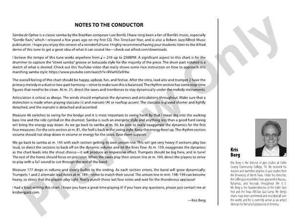Samba de Orphee – Jazz Ensemble Conductor Score & Parts (Digital Download)
