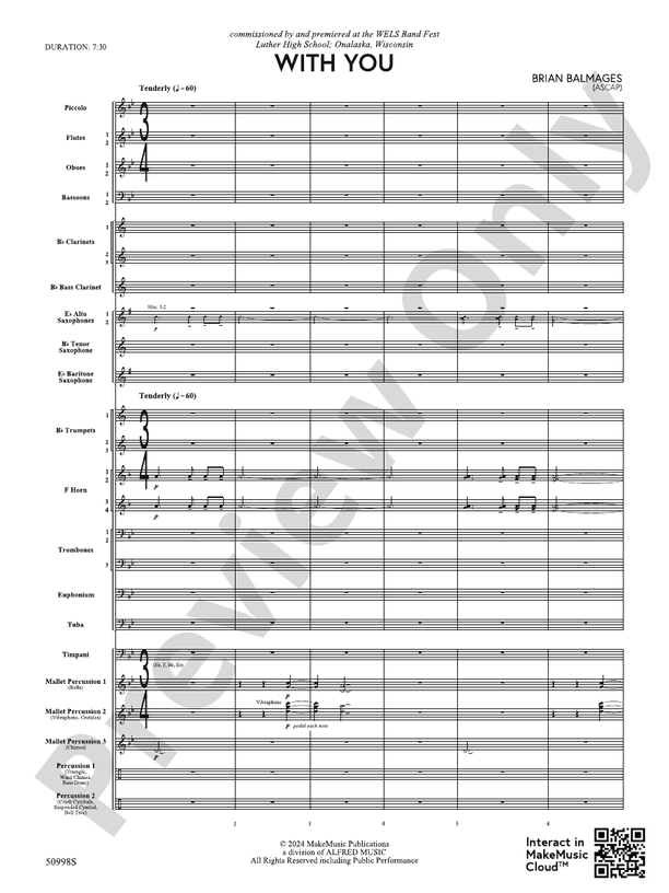 With You - Concert Band Conductor Score & Parts(Digital Download)