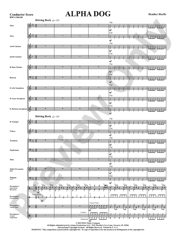 Alpha Dog – Concert Band Conductor Score & Parts (Digital Download)
