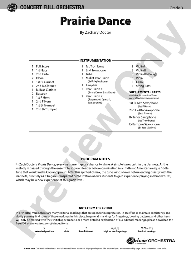 Prairie Dance – Full Orchestra Conductor Score & Parts