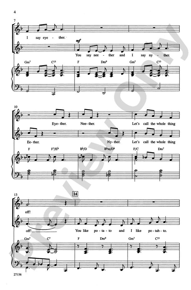 Let's Call the Whole Thing Off – 2-Part Choral Octavo (Digital Download)