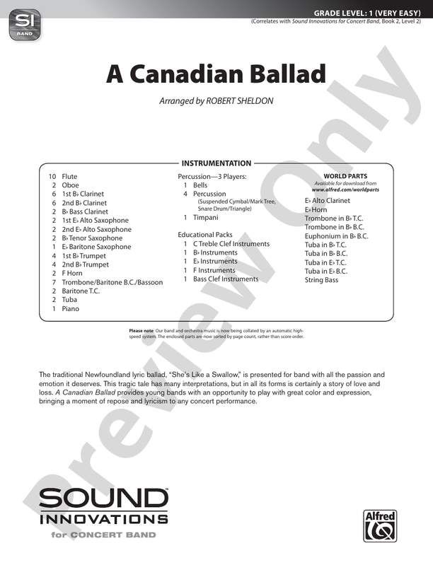 A Canadian Ballad - Concert Band Conductor Score & Parts (Digital Download)