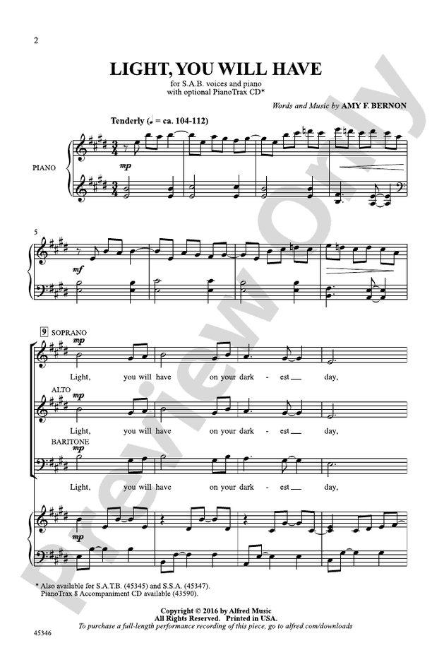 Light, You Will Have – SAB Choral Octavo (Digital Download)