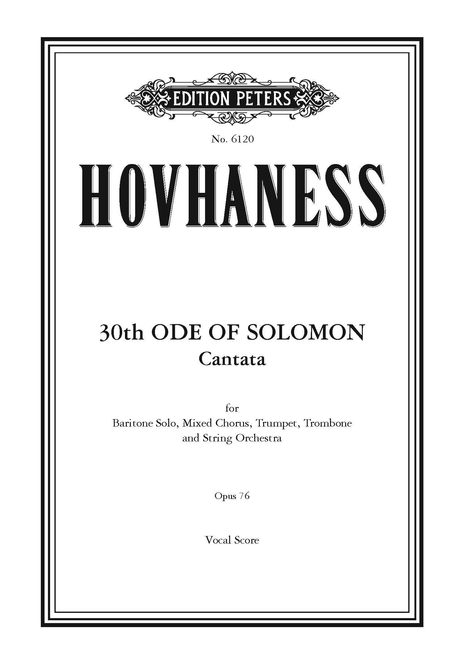 30th Ode Of Solomon Op.76 (EP6120) - Trumpet/Trombone/Strings/SATB Choral Octavo/Baritone Voice (Digital Download)