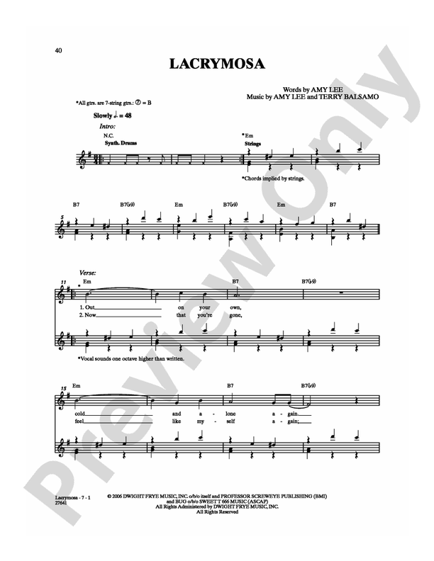 Lacrymosa - Guitar TAB (Digital Download)