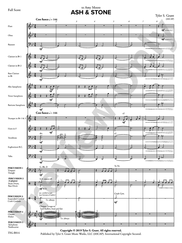 Ash & Stone - Concert Band Conductor Score & Parts (Digital Download)
