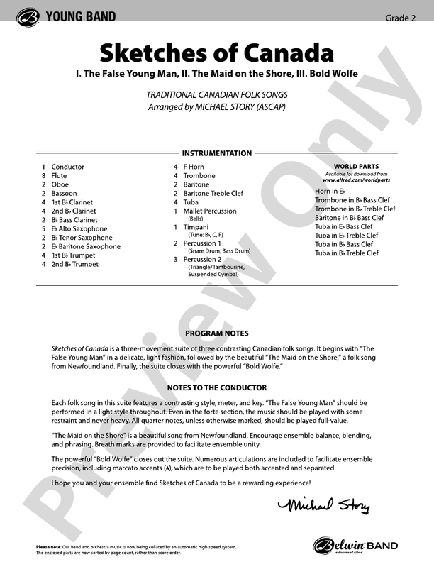 Sketches of Canada - Concert Band Conductor Score & Parts (Digital Download)