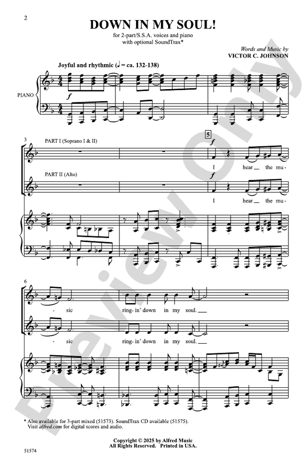 Down in My Soul! - 2-Part/SSA Choral Octavo (Digital Download)
