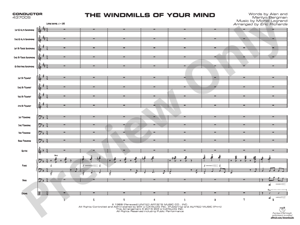 The Windmills of Your Mind - Jazz Ensemble Conductor Score & Parts(Digital Download)