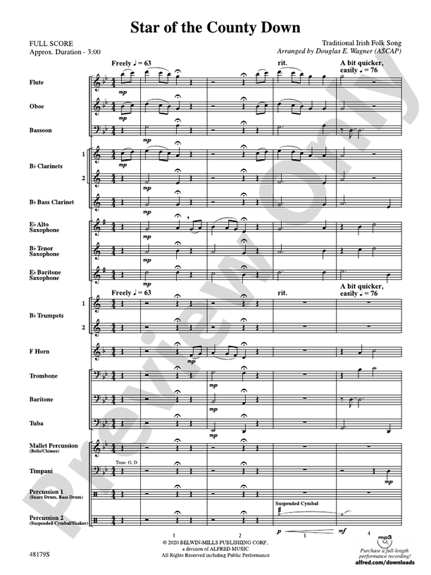 Star of the County Down - Concert Band Conductor Score & Parts (Digital Download)