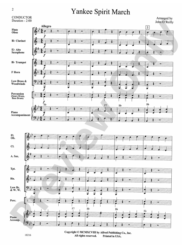 Yankee Spirit March - Concert Band Conductor Score & Parts (Digital Download)