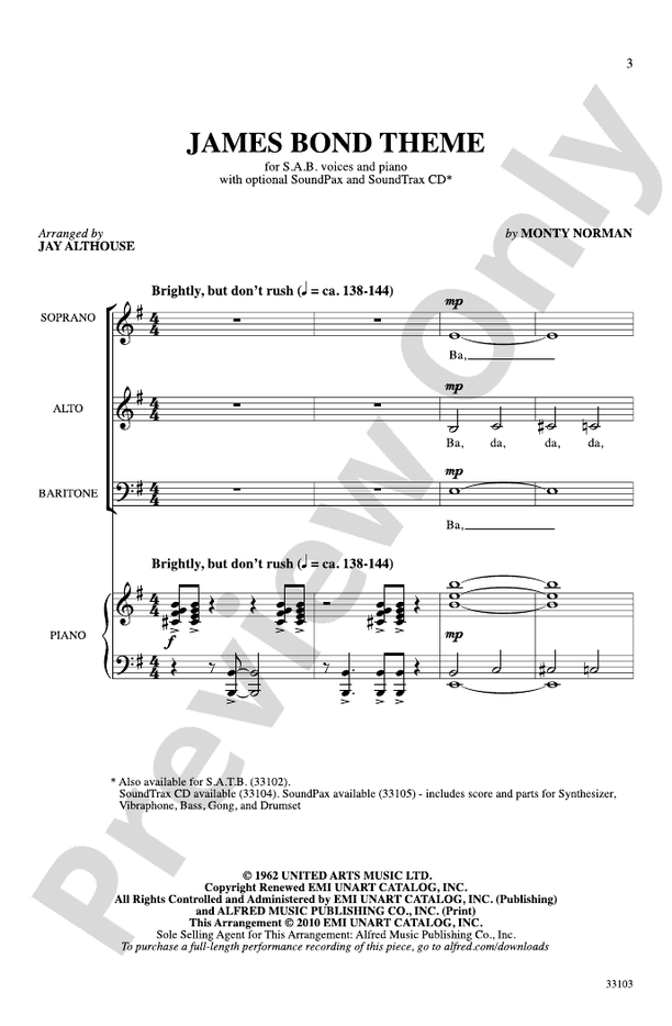 James Bond Theme – SAB Choral Octavo (Digital Download)