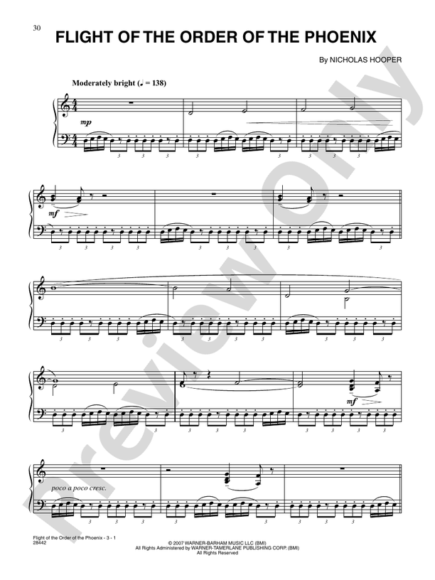 Flight of the Order of the Phoenix (From "Harry Potter and the Order of the Phoenix") - Piano Digital Download)