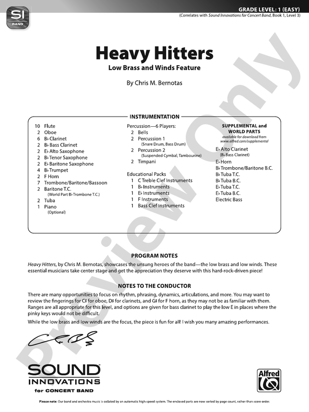 Heavy Hitters - Concert Band Conductor Score & Parts(Digital Download)
