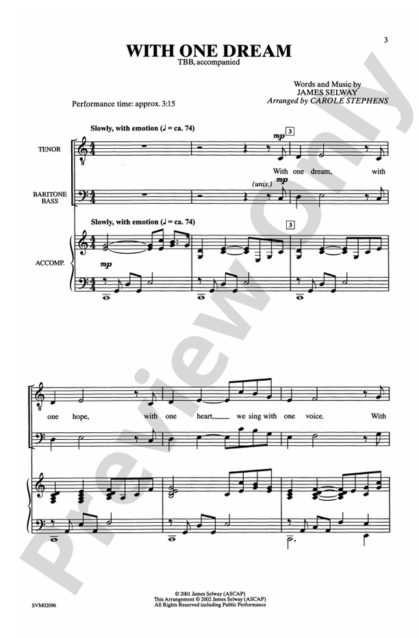With One Dream - TBB Choral Octavo (Digital Download)