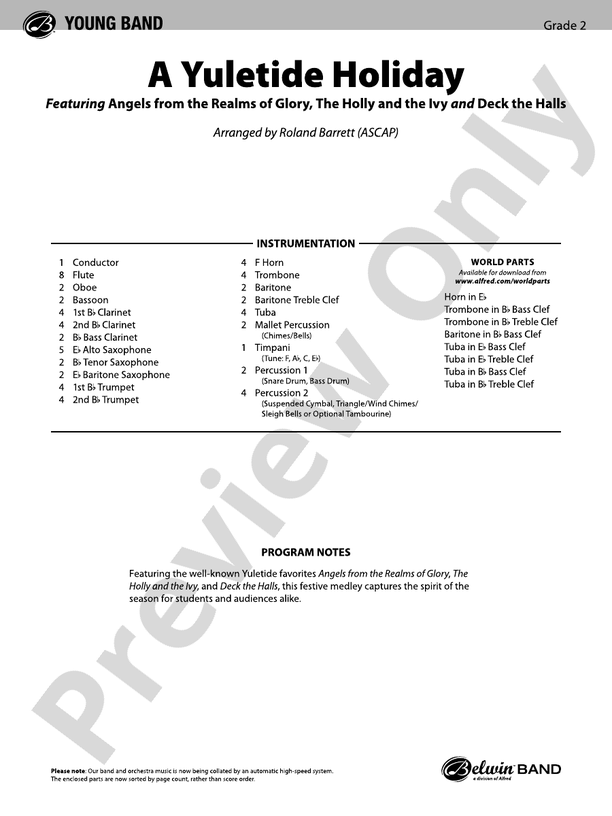 A Yuletide Holiday - Concert Band Conductor Score & Parts (Digital Download)