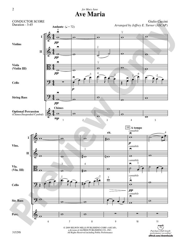 Ave Maria – String Orchestra Conductor Score & Parts (Digital Download)