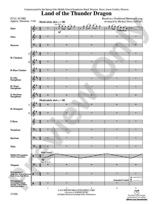 Land of the Thunder Dragon - Concert Band Conductor Score & Parts (Digital Download)