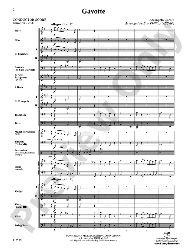 Gavotte – Full Orchestra Conductor Score & Parts (Digital Download)