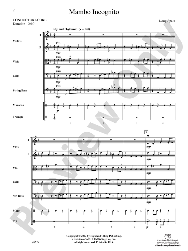 Mambo Incognito – String Orchestra Conductor Score & Parts (Digital Download)