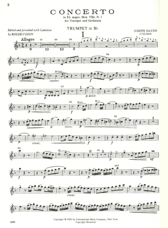 Concerto in Eb Maj (Hob. VIIe: No. 1) - for Trumpet & Piano - Haydn - IMC1985