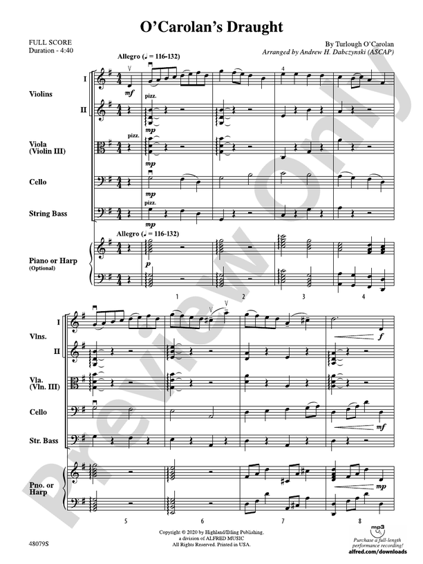 O'Carolan's Draught - String Orchestra Conductor Score & Parts (Digital Download)
