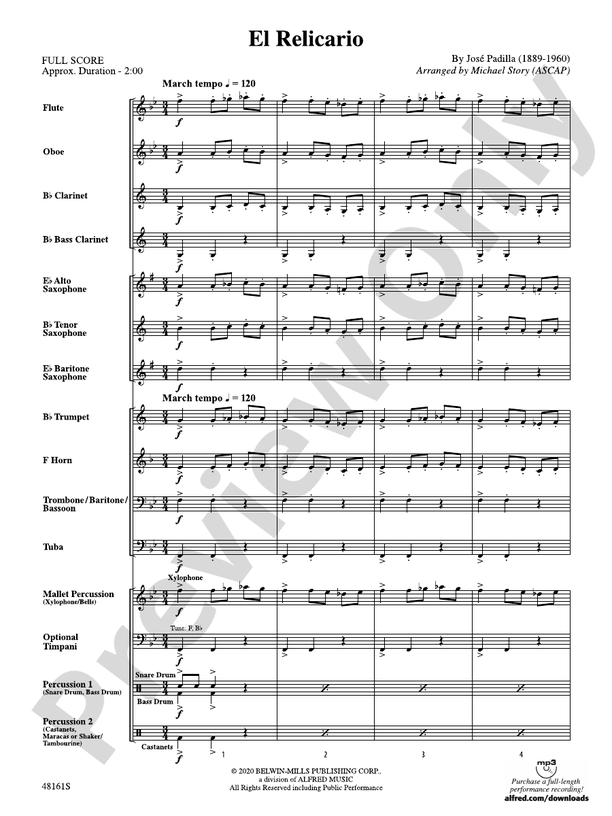 El Relicario (Grade 1) - Concert Band Conductor Score & Parts (Digital Download)