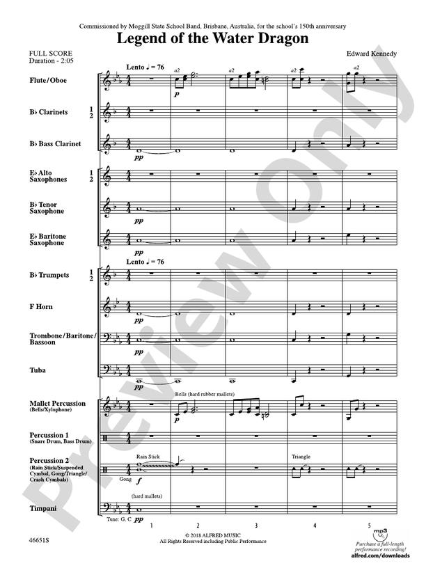 Legend of the Water Dragon - Concert Band Conductor Score & Parts (Digital Download)