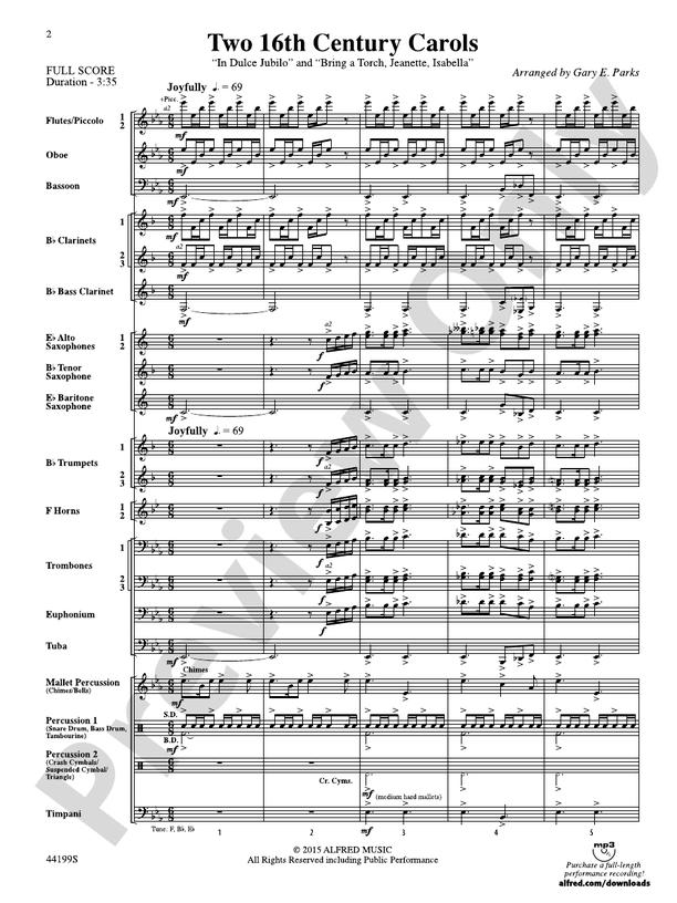 Two 16th Century Carols - Concert Band Conductor Score & Parts (Digital Download)