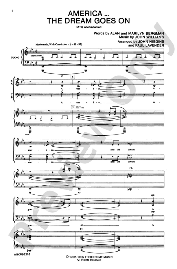 America ... the Dream Goes On - SATB Choral Octavo (Digital Download)