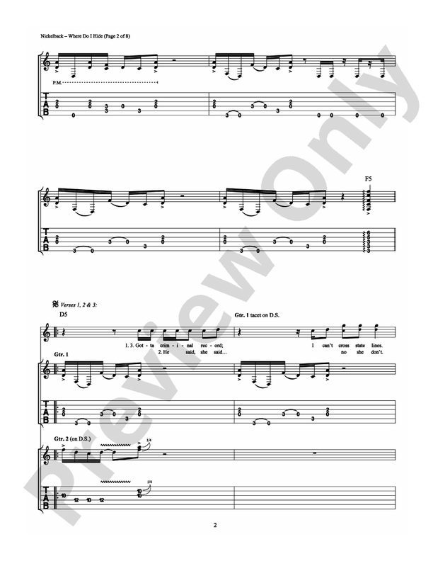 Where Do I Hide - Guitar TAB (Digital Download)