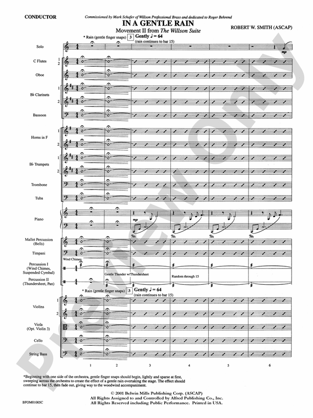 In a Gentle Rain (Movement II from the Willson Suite) – Full Orchestra Conductor Score & Parts (Digital Download)