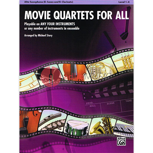 Movie Quartets for All - Alto Saxophone Quartet by Story Alfred 33540