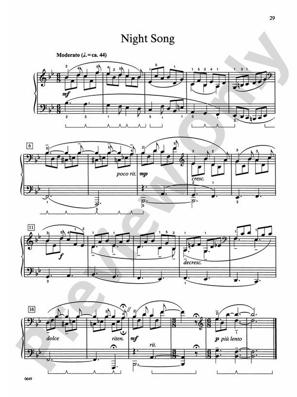 Night Song - Piano Solo (Digital Download)