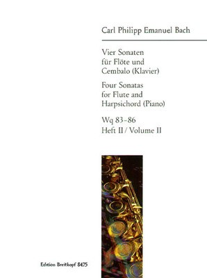Bach - 4 Sonatas Volume 2 - Flute and Harpsichord/Piano Accompaniment Breitkopf & Hartel EB8475