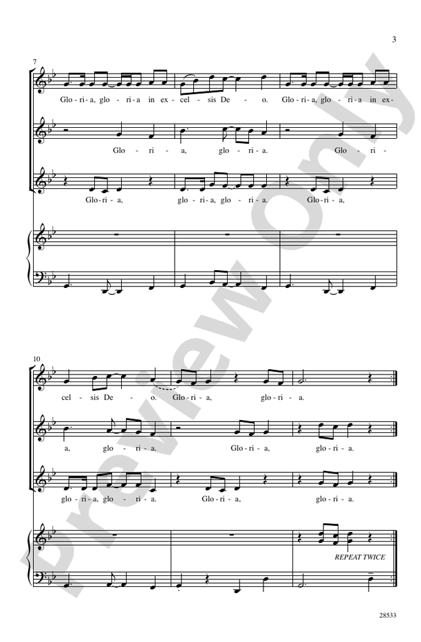 Gloria in Excelsis Deo – SSA Choral Octavo (Digital Download)