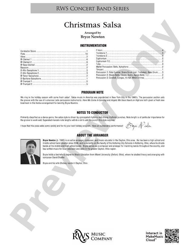 Christmas Salsa - Concert Band Conductor Score & Parts (Digital Download)