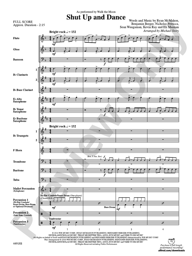 Shut Up and Dance - Concert Band Conductor Score & Parts (Digital Download)