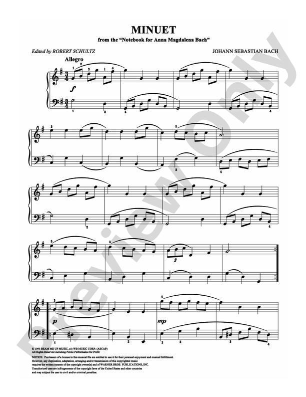 Bach - Minuet (Allegro) - Easy Piano (Digital Download)