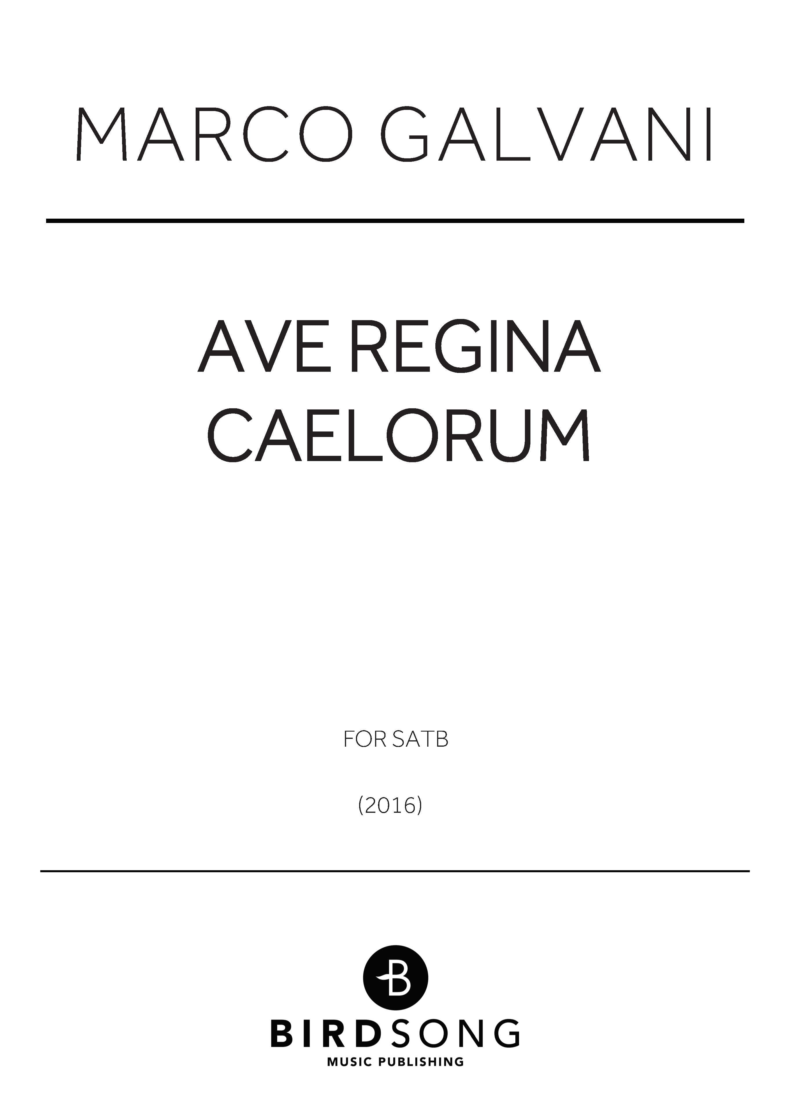 Ave Regina Caelorum - Marco Galvani - SATB Chorus (Digital Download)