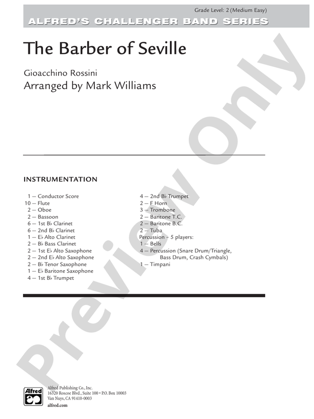 The Barber of Seville - Concert Band Conductor Score & Parts (Digital Download)