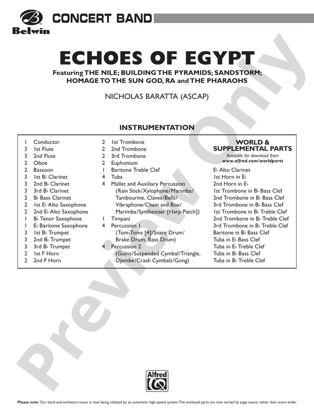 Echoes of Egypt - Concert Band Conductor Score & Parts (Digital Download)