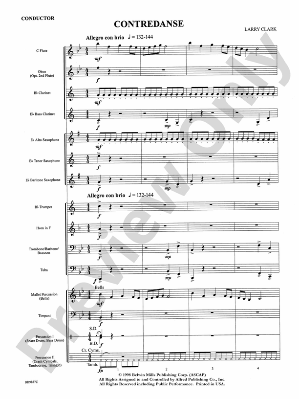 Contredanse - Concert Band Conductor Score & Parts (Digital Download)