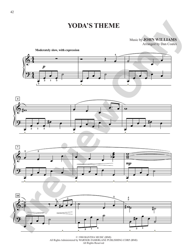 Yoda's Theme (from "Star Wars Episode V: The Empire Strikes Back") - Easy Piano (Digital Download)