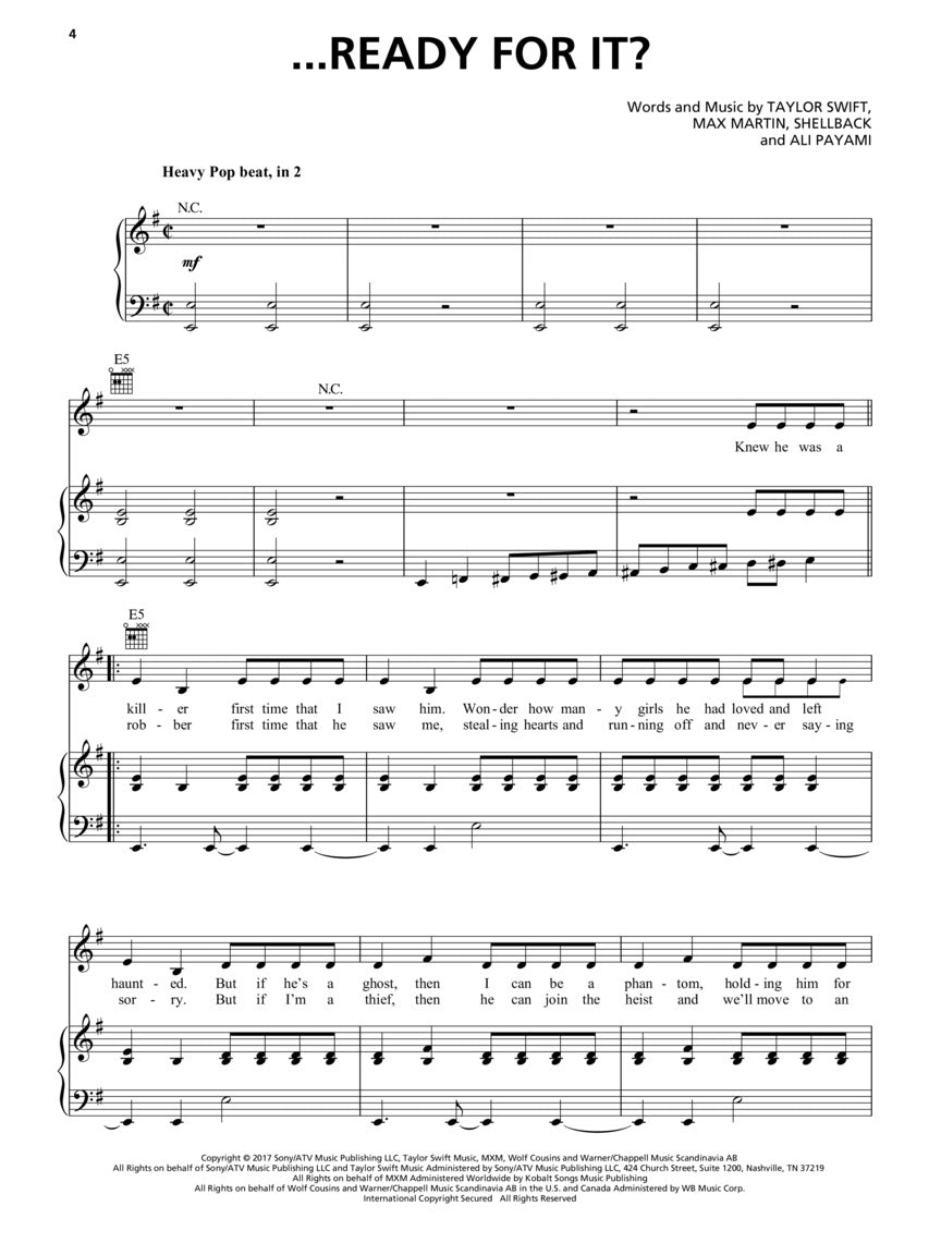 Taylor Swift - Reputation - PVG Hal Leonard 262694